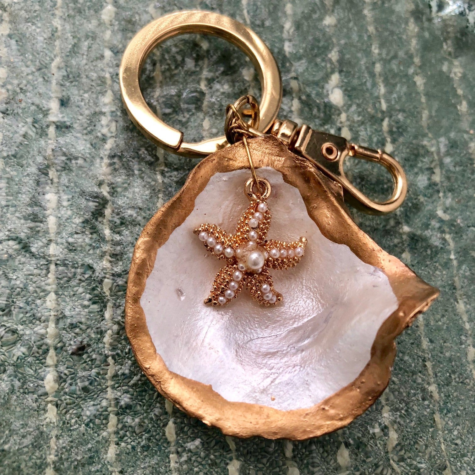 Oyster Shell Key Ring